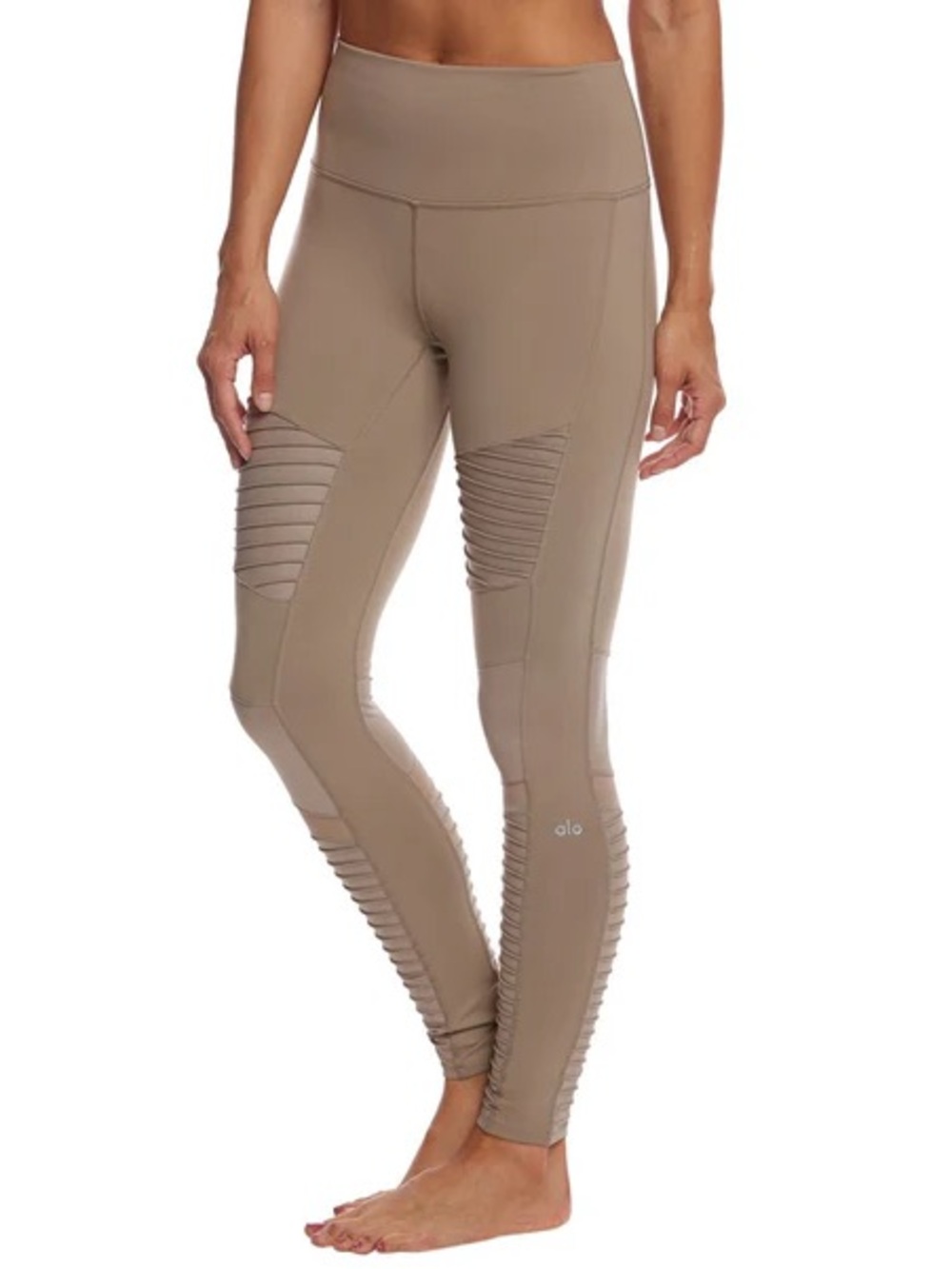 Alo High-Waist Moto Panel Leggings - Taupe